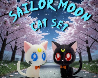 3D Printed Sailor Moon Set Luna and Artemis CartoonPrint Mini Figure Anime K3