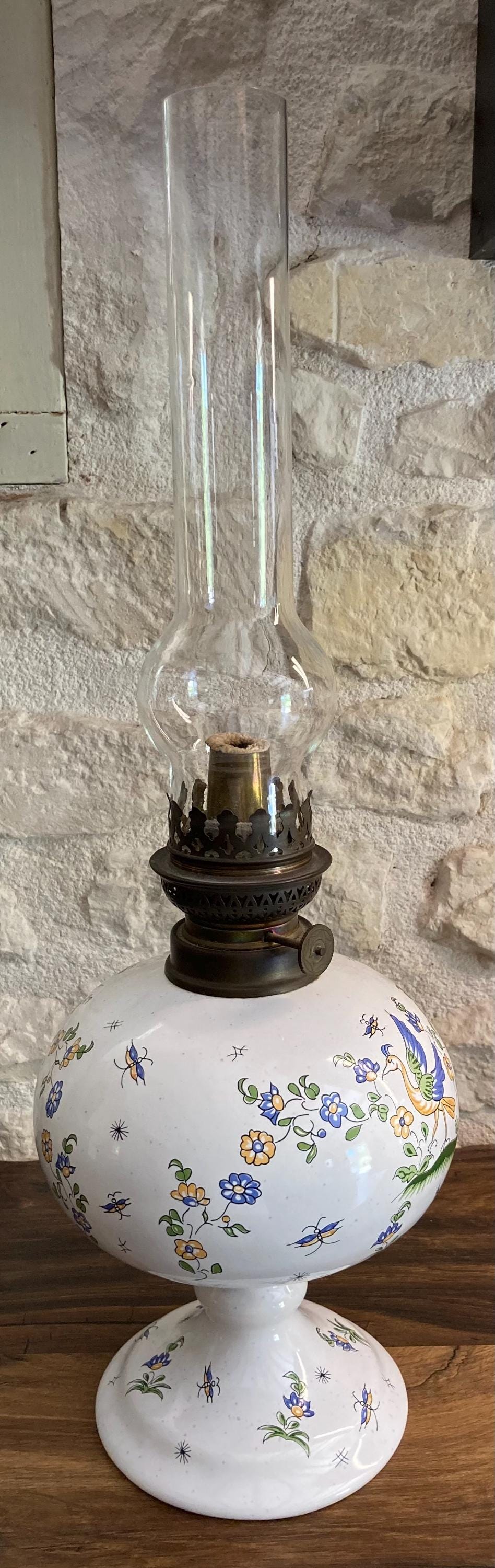 LAMPE À PÉTROLE Pivotante ancienne en laiton (adaptable murale) avec