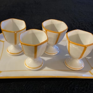 Juego de hueveras de porcelana de Limoges, estilo art déco