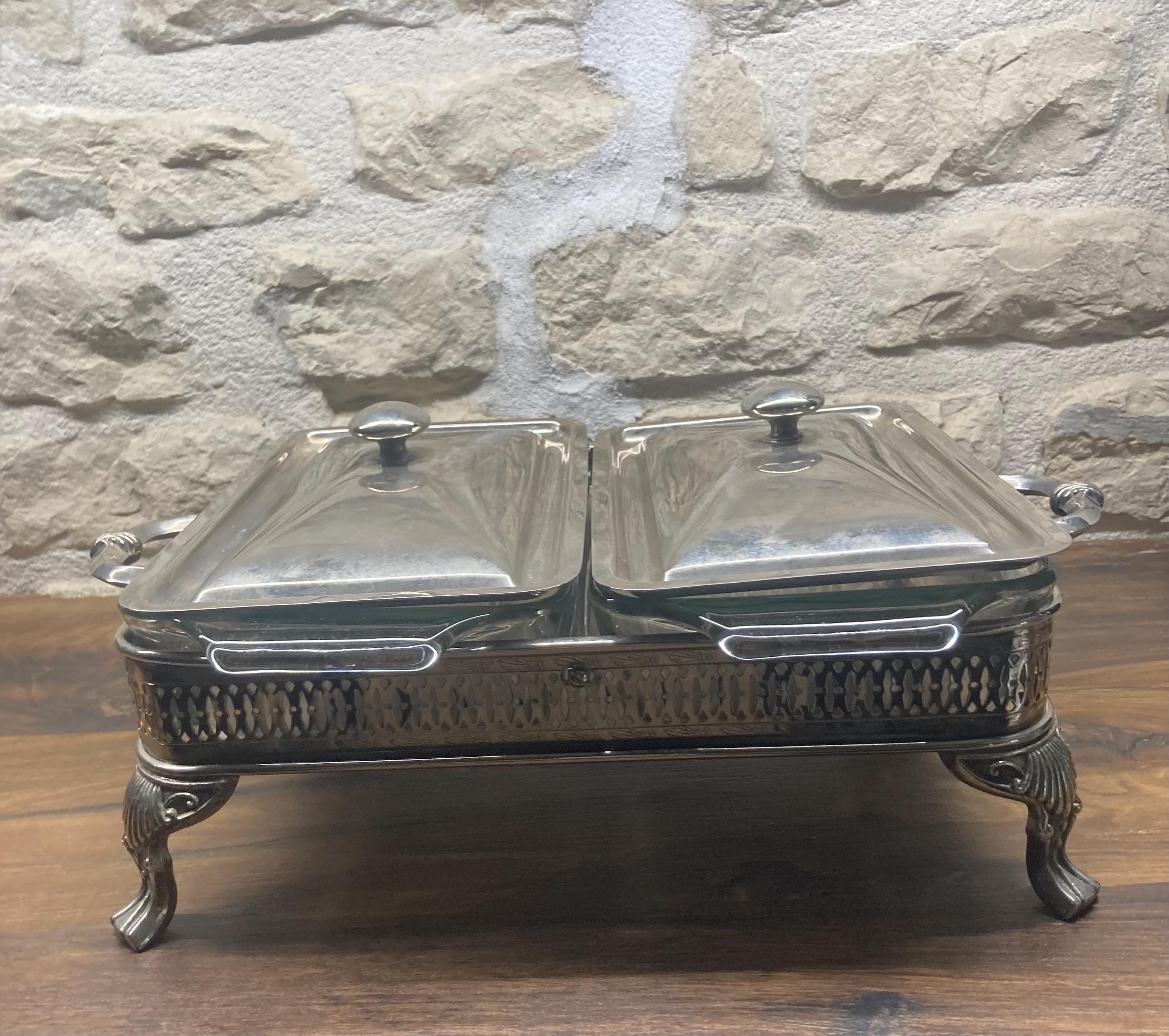 Chauffe-Plat Vintage Métal Chromé – Années 60 (État D'Occasion)