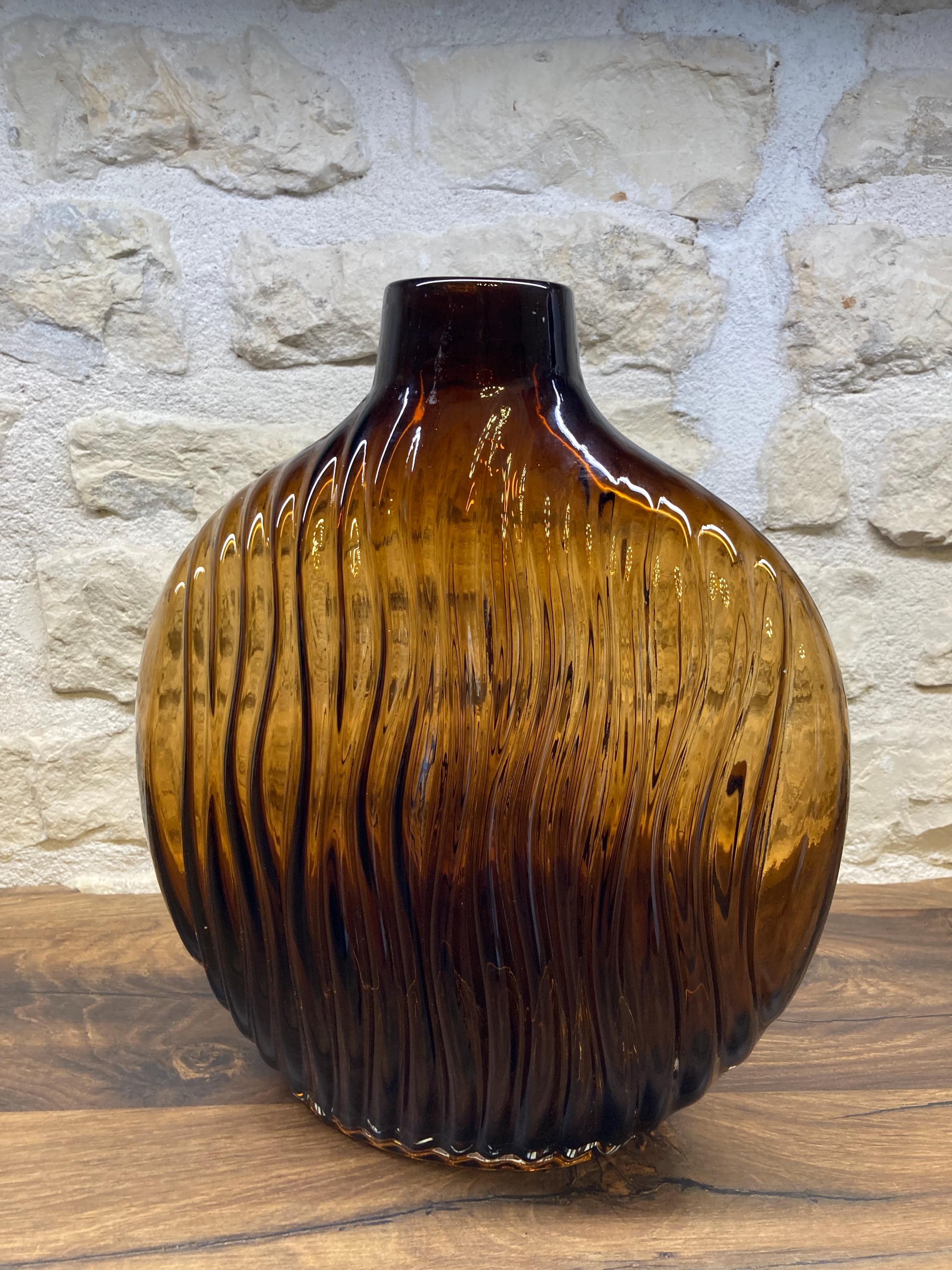 Vase Décoratif En Bois Vintage Années 70 - Côtelé - 5,5 Pouces - Fait Main