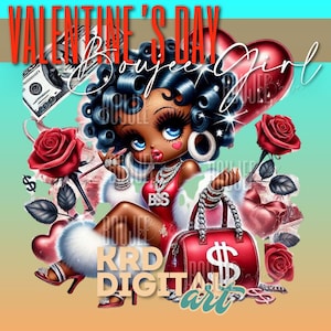Valentinstag Boujee PNG Clipart, süße Kunst, Betty Boop Clip Art, Business Png, schwarze Sublimation, Afro Woman Heels, Sublimation