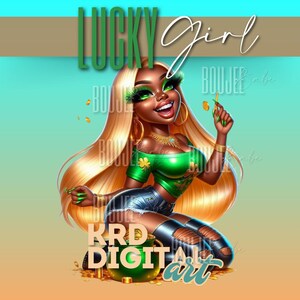 Clipart fille porte-bonheur, St Patricks Day PNG, PNG ClipArt, SVG, fille noire png porte-bonheur, femme noire, femme porte-bonheur png, porte-bonheur png