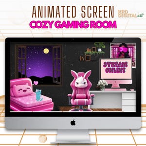 Pink game room Bundle | Twitch animated stream screen | Starting screen | Twitch animation cozy overlay  Streaming Twitch | Night Sky Screen
