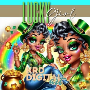 Glückliches Mädchen Clipart, St Patricks Day PNG, Betty Boop, PNG ClipArt, SVG, schwarzes Mädchen glücklich png, schwarze Frau, glückliche Frau png, Glücksbringer png