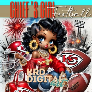 Garota Boujee de Futebol, Esportes Kansas City, Super Bowl 2025, Garota Fã dos Chiefs, Betty Boop, Download SVG dos Chiefs, PNG dos Chiefs, Super Bowl dos Chiefs