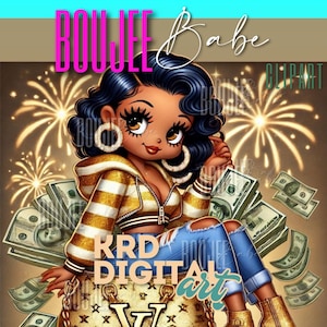 NYE Boujee クリップアート、新年 2025、かわいい黒人の女の子、ちびアート、PNG クリップアート、SVG、昇華デザイン、デジタル ダウンロード、T シャツ タンブラー デザイン