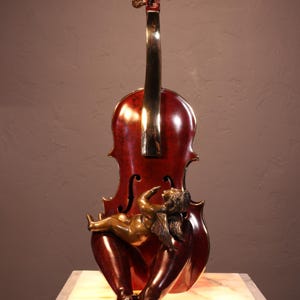 Bronze Viola Sculpture: &quot;Birth of a Song&quot; Limited Edition Art