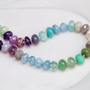 Beaded Gemstone Necklace - Silk Knotted- 14K Gold Filled Clasp - Amethyst -Opal -Aquamarine - Labradorite - Blue - Green Gemstones