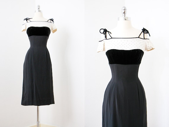 1950s Peggy Hunt Dress - Vintage 50s Dress - Black