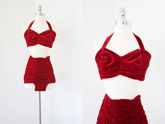 1940s Bathing Suit - 40s Bikini Swimsuit - Rare Wi