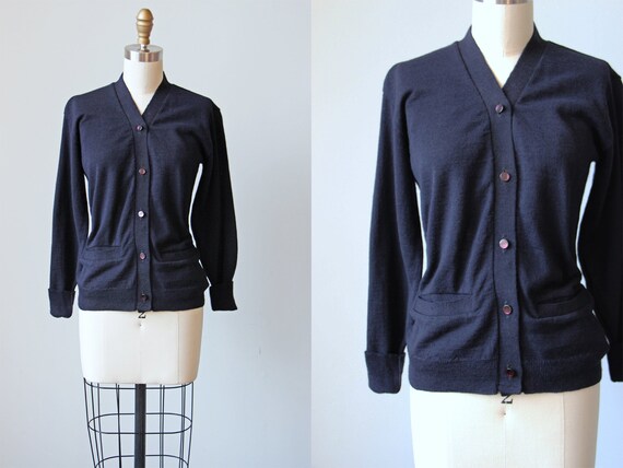 USAF Cardigan Sweater - Vintage 1950s / 1960s Nav… - image 1