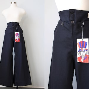 1940s Sailor Trousers Vintage Deadstock WWII Australian Navy Wool 40s Pants Mega Belled Hems in XS S M L XL Rare and Amazing image 1