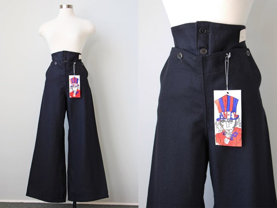 1940s Sailor Trousers Vintage Deadstock WWII Australian Navy Wool 40s Pants  Mega Belled Hems in XS S M L XL Rare and Amazing 
