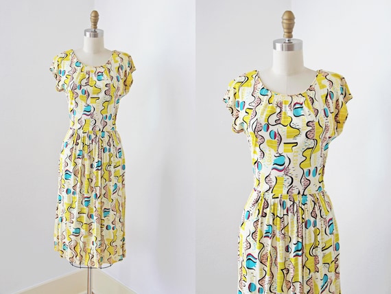 1940s Dress - Vintage 40s Dress - Wild Surreal Bea