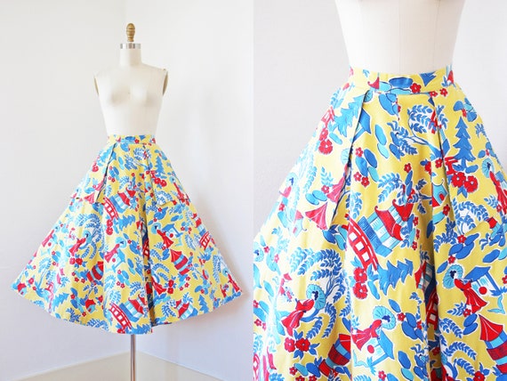1950s Skirt - Vintage 50s Skirt - High Waisted Mus