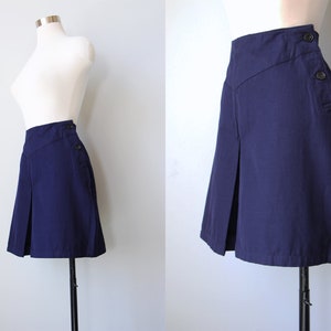 40s Shorts - 1940s 1950s British Navy WRENS Cotton Side Button High Waist Split Skirt Culottes RARE Size XS to M