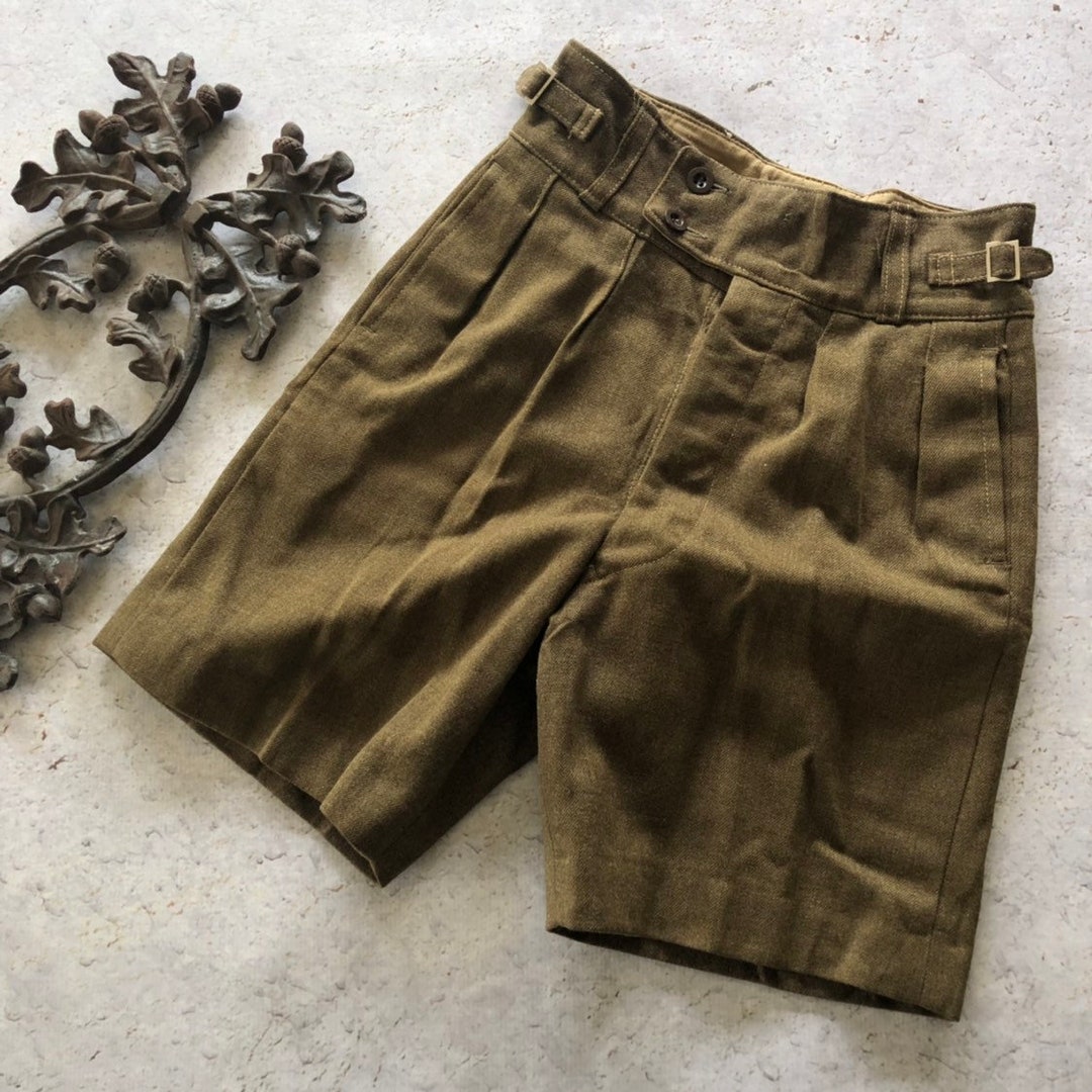 1950s Shorts - 50s New Zealand Army Olive Green Wool Side 1950s Shorts - 50s New Zealand Army Olive Green Wool Side