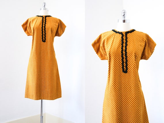 1960s Dress - Vintage 60s Dress - Gold Lurex + Mus