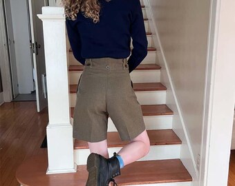 1950s Shorts - 50s New Zealand Army Olive Green Wool Side 1950s Shorts - 50s New Zealand Army Olive Green Wool Side