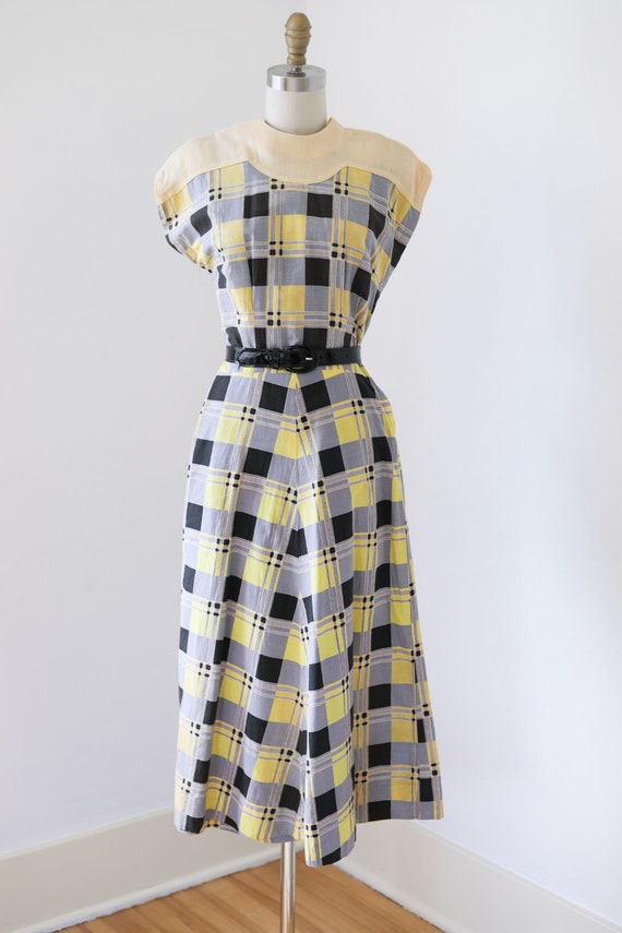 Vintage 1940s Dress - Charming Butter Grey Black … - image 3
