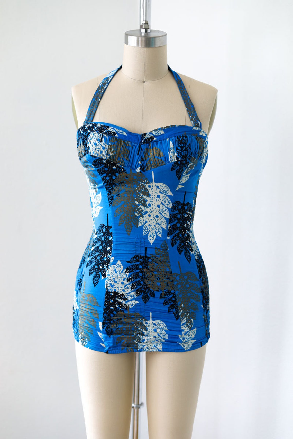 Vintage 1950s Swimsuit Incredible Shaheen Level Blue Gold - Etsy