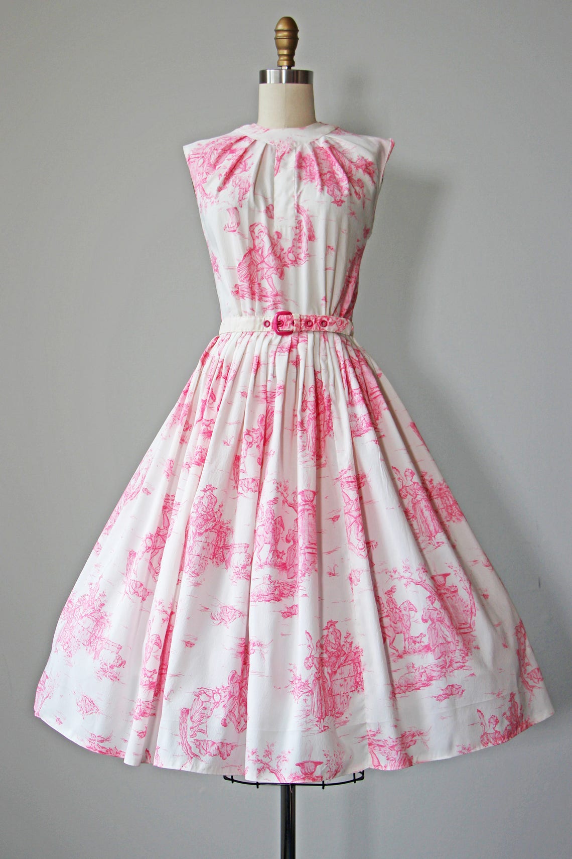 50s Dress Vintage 1950s Dress Rare Pink Novelty Print | Etsy