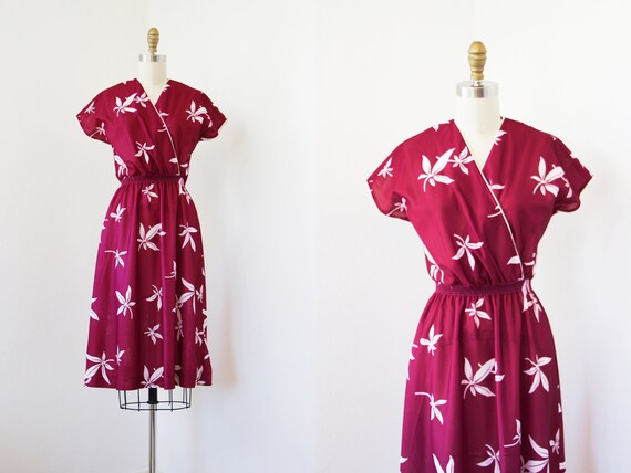 1970s Dress - Vintage 70s Dress - Red Wine Cassava