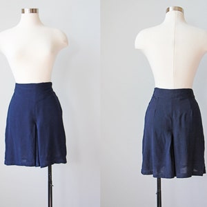 Vintage 1940s to 1950s British Navy WRENS Rayon Side Button High Waist Split Skirt Shorts RARE Size XS to L