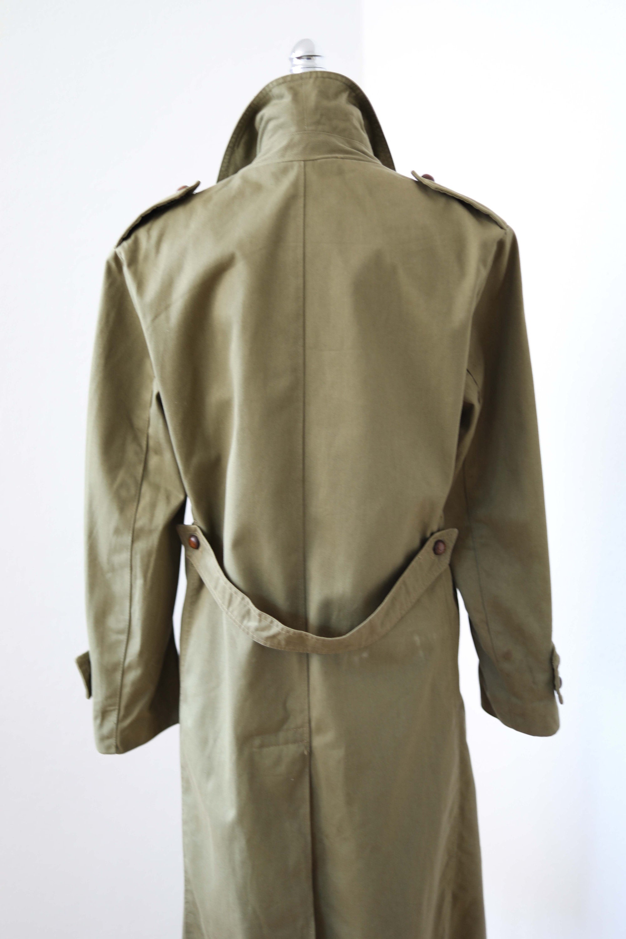 1970s Coat - Vintage Olive Green Cotton Twill Military Spanish 