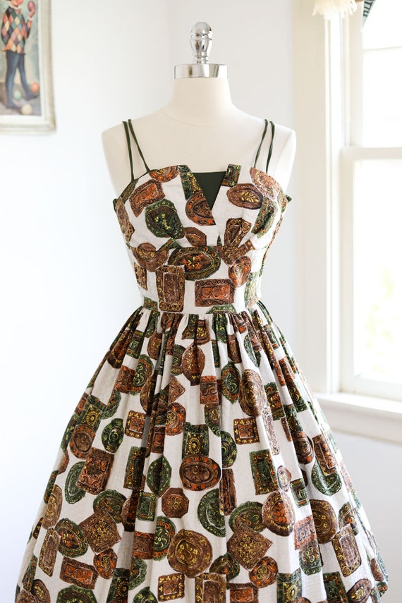 Vintage 1950s Dress - Incredible Cotton Brocade N… - image 3