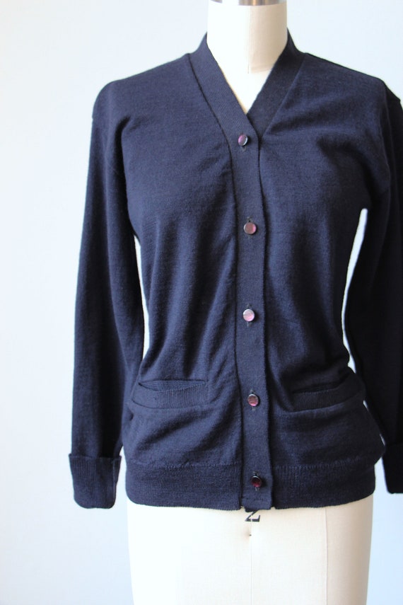 USAF Cardigan Sweater - Vintage 1950s / 1960s Nav… - image 3