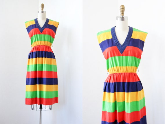 1970s Dress - Vintage 70s Dress - Vibrant Lifesave