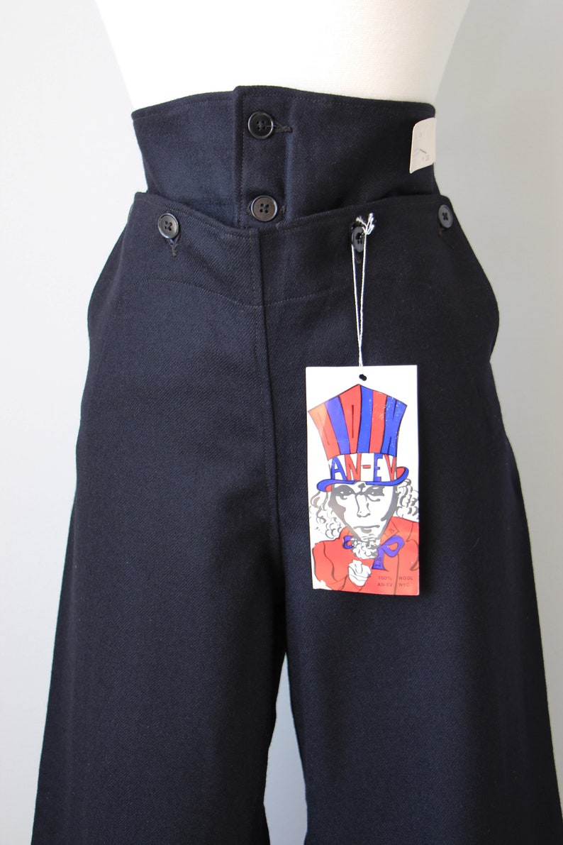 1940s Sailor Trousers Vintage Deadstock WWII Australian Navy Wool 40s Pants Mega Belled Hems in XS S M L XL Rare and Amazing image 4