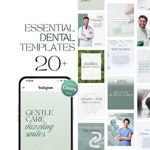 Postagens do Instagram para higienistas dentais, design ecológico para cuidados bucais e marketing para pacientes, download digital