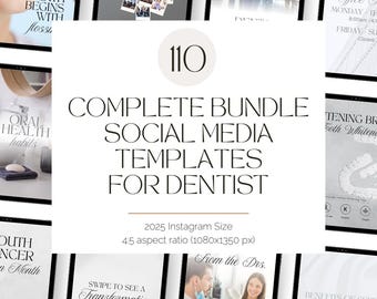Complete Smile Bundle in Soft Neutrals: Dental Social Media Templates | Editable Dental Graphics | Aesthetic Dentist Canva Templates