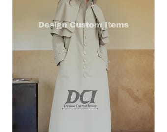 New Custom Gray Triple Layers Graceful Wool Inverness Coat | Inverness Cape | Men's Cloak