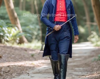 Men's Blue Wool Tailcoat: Scottish Heritage Style