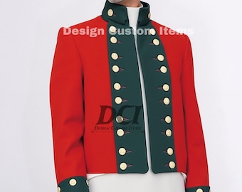 Levita roja: chaqueta de uniforme militar steampunk