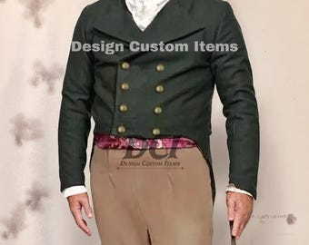 Men's Green Wool Tailcoat: Scottish Heritage Style