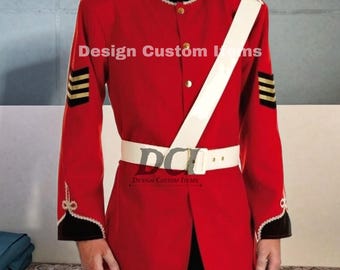 Red Wool Military Jacket: Steampunk Boer War Soldier Costume