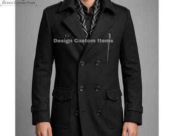 Mens Black Pea Coat | Black Pea coat for mens | Pea Coats In 3 Colors | winter coats for mens