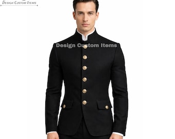 Mens Military Black Blazer | Mens casual coats | Mens Military Coats | historical uniforms