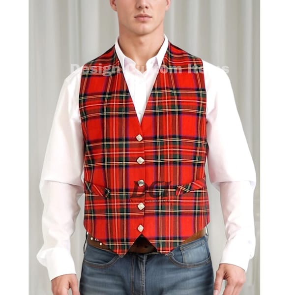 Tartan Scottish Royal Stewart Red Plaids Men's Bomber Jacket
