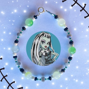 Frankie Stein Monster High Beaded Bracelet - Frankenstein - Monster High Inspired - Fandom - Beads - Handmade Jewlery