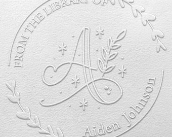Personalized Book Stamp | Custom Library Seal Embosser | Gift for Book Lovers | Wood or Self Inking Design | From the Library of Stamp