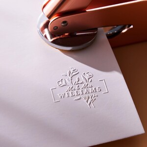 Custom Wedding Stamp | Monogram Embosser | 20 Designs | Wedding Embosser for Invitations, Napkins, Envelopes | Personalized Embosser Stamp