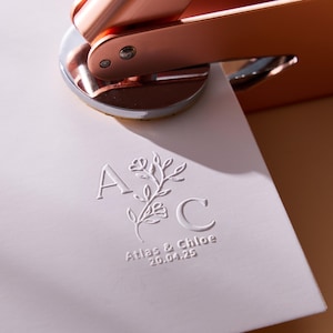 Custom Wedding Stamp | Monogram Embosser | 20 Designs | Wedding Embosser for Invitations, Napkins, Envelopes | Personalized Embosser Stamp