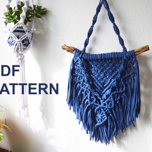 DIY Macrame Wall Hanging Pattern for t-shirt yarn Instant download macrame pattern PDF macrame wall decoration image 1