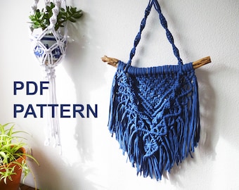 DIY Macrame Wall Hanging Pattern for t-shirt yarn - Instant download macrame pattern PDF - macrame wall decoration